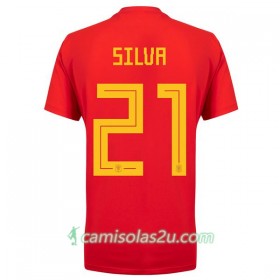 Camisolas de Futebol Espanha David Silva 21 Mulher Equipamento Principal Copa do Mundo 2018 Manga Curta